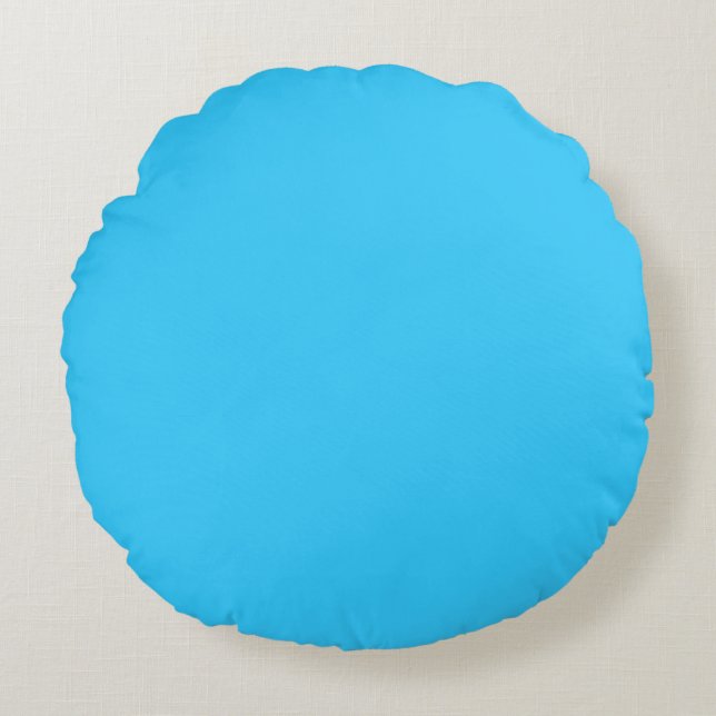 Blue  solid plain colour round cushion (Front)