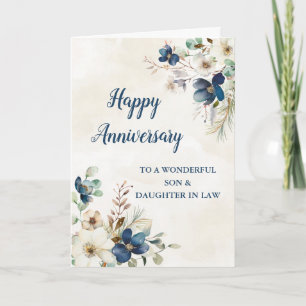 Blue Son & Daughter in Law Wedding Anniversary Card