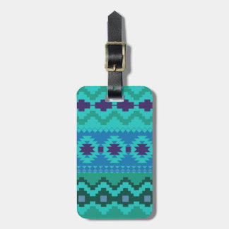blue southwest pattern -  western abstract art luggage tag