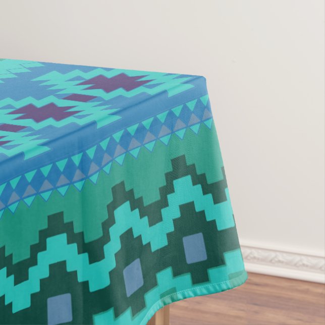 blue southwest pattern -  western abstract art tablecloth (In Situ)