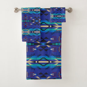 Blue Southwestern Country  Bath Towel Set