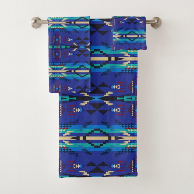 Blue Southwestern Country  Bath Towel Set (Insitu)