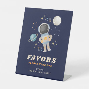 Blue Space Astronaut Birthday Favours Sign