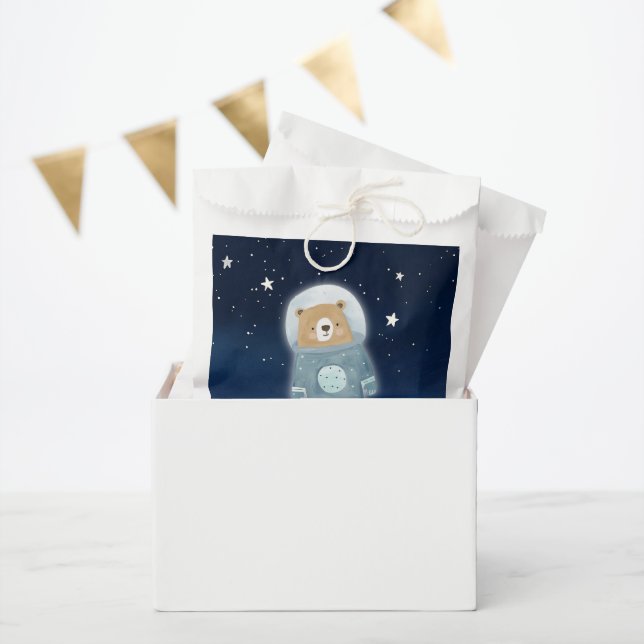 Blue Space Bear astronaut Baby Shower Favour Bag (Party)