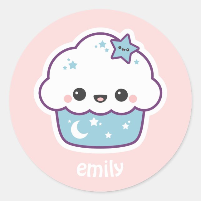 Blue Space Cake Classic Round Sticker (Front)