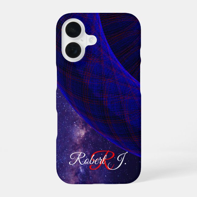 Blue Space Doughnuts Geometric iPhone 16 Case (Back)