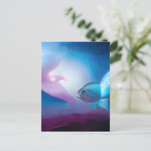 Blue Space Fish Postcard