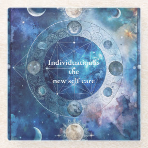 Blue Space Jung Inspired Individuation  Glass Coaster