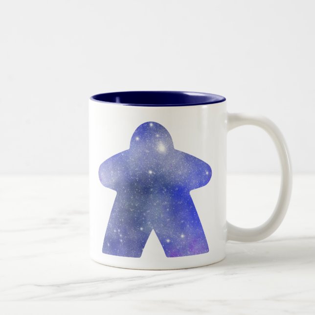 Blue Space Meeple Two-Tone Coffee Mug (Right)