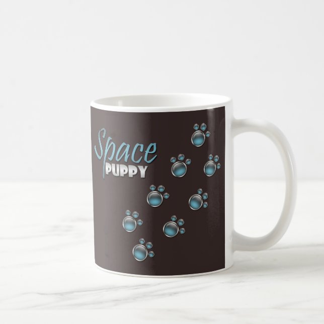 Blue Space Puppy Paw Prints Mug (Right)