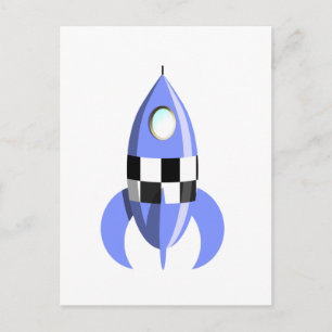 Blue Space Rocket Postcard