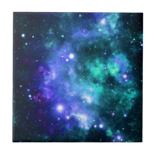 Blue Space Stars Galaxy Ceramic Tile