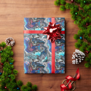 Blue Space Vibe pouring Wrapping Paper