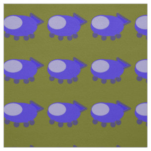 Blue Spaceship Fabric