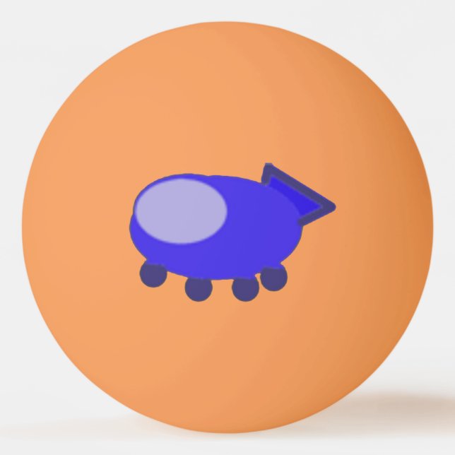 Blue Spaceship Ping Pong Ball (Front)