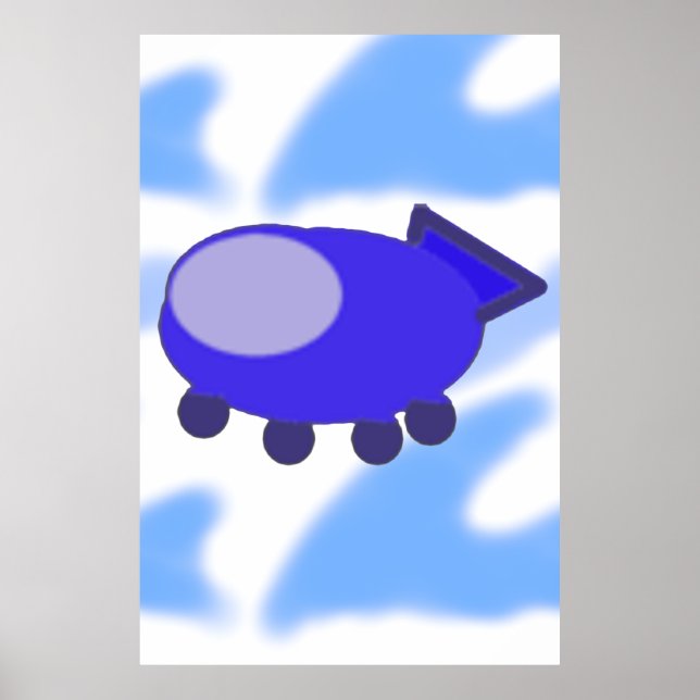 Blue Spaceship Poster (Front)