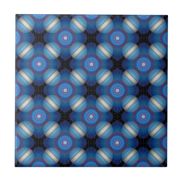 Blue Spacey Geometric Ceramic Tile (Front)
