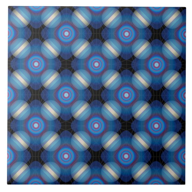 Blue Spacey Geometric Ceramic Tile (Front)