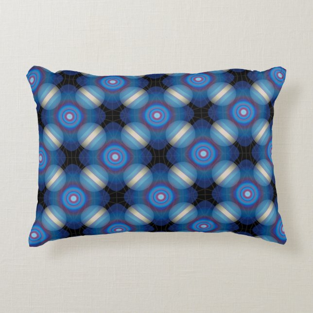 Blue Spacey Geometric Decorative Cushion (Front)