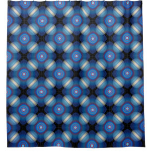 Blue Spacey Geometric Shower Curtain