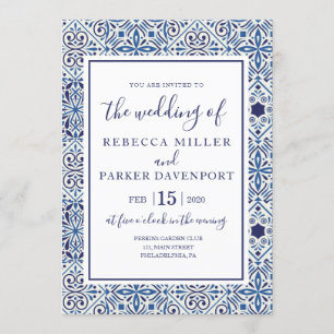 Blue Spanish Tiles Wedding invitation