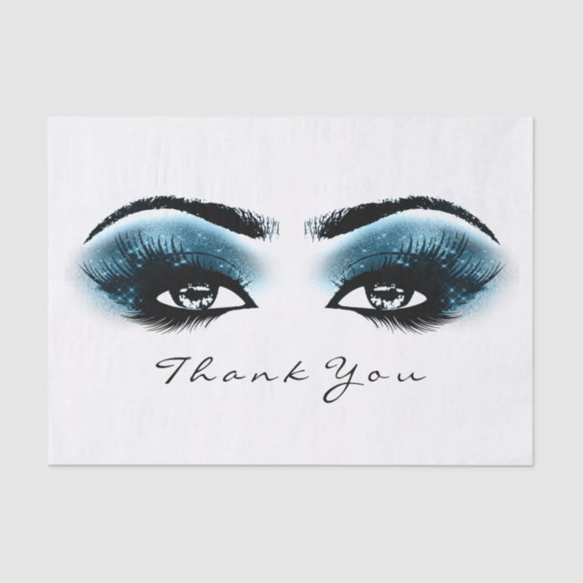 Blue Spark Black White Metallic Thank You Eyes Tissue Paper (Front)