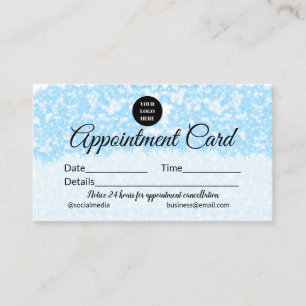 blue sparkle add logo text business name appointment card