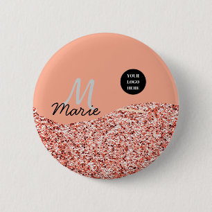 blue sparkle add logo text thank you discount 6 cm round badge