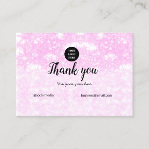 blue sparkle add logo text thank you discount calling card