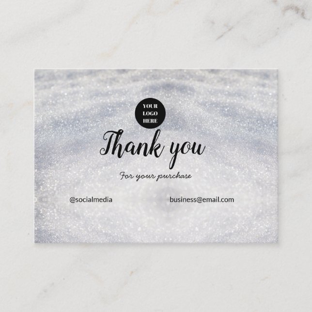 blue sparkle add logo text thank you discount  calling card (Front)