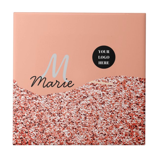 blue sparkle add logo text thank you discount  ceramic tile (Front)