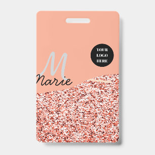 blue sparkle add logo text thank you discount ID badge