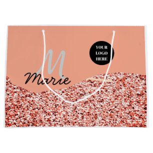 blue sparkle add logo text thank you discount large gift bag