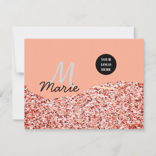 blue sparkle add logo text thank you discount postcard