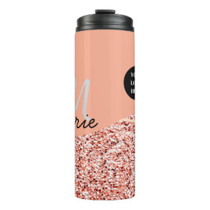 blue sparkle add logo text thank you discount  thermal tumbler