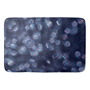Blue Sparkle Bokeh Lights Bath Mat