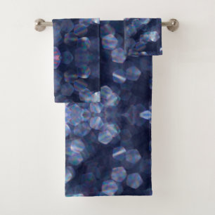 Blue Sparkle Bokeh Lights Bath Towel Set