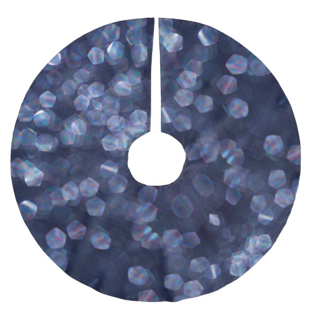 Blue Sparkle Bokeh Lights Brushed Polyester Tree Skirt (Front)