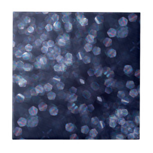 Blue Sparkle Bokeh Lights Ceramic Tile
