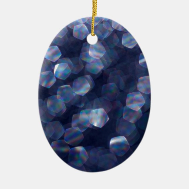 Blue Sparkle Bokeh Lights Ceramic Tree Decoration (Front)