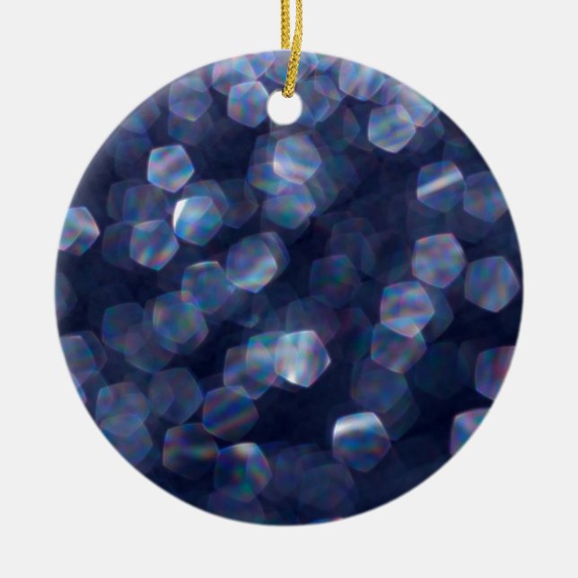Blue Sparkle Bokeh Lights Ceramic Tree Decoration (Front)