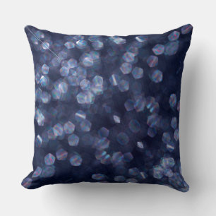 Blue Sparkle Bokeh Lights Cushion