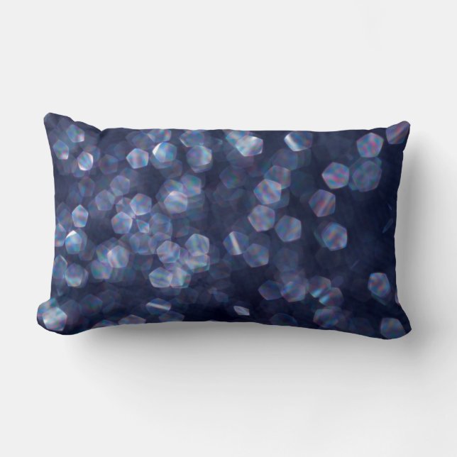 Blue Sparkle Bokeh Lights Lumbar Cushion (Front)