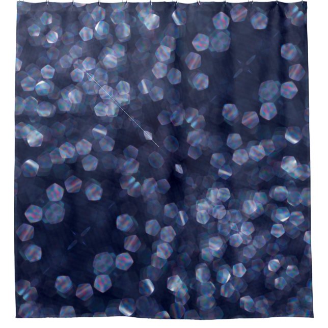 Blue Sparkle Bokeh Lights Shower Curtain (Front)