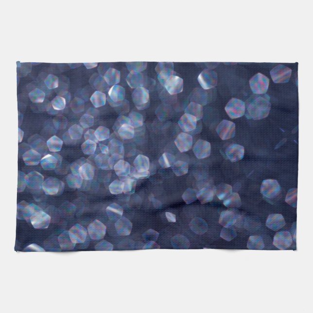 Blue Sparkle Bokeh Lights Tea Towel (Horizontal)