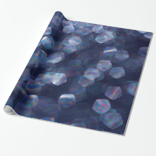 Blue Sparkle Bokeh Lights Wrapping Paper