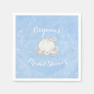 Blue Sparkle Carriage Cinderella Elegant Party Napkin