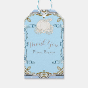 Blue Sparkle Carriage Cinderella Party Favour Gift Tags