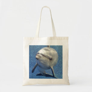 Blue Sparkle Dolphin with Diamonds Monogram Tote Bag