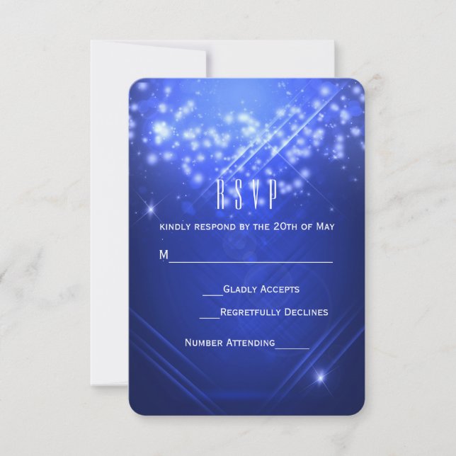 Blue Sparkle Glamour Club Vibe Party RSVP Card (Front)